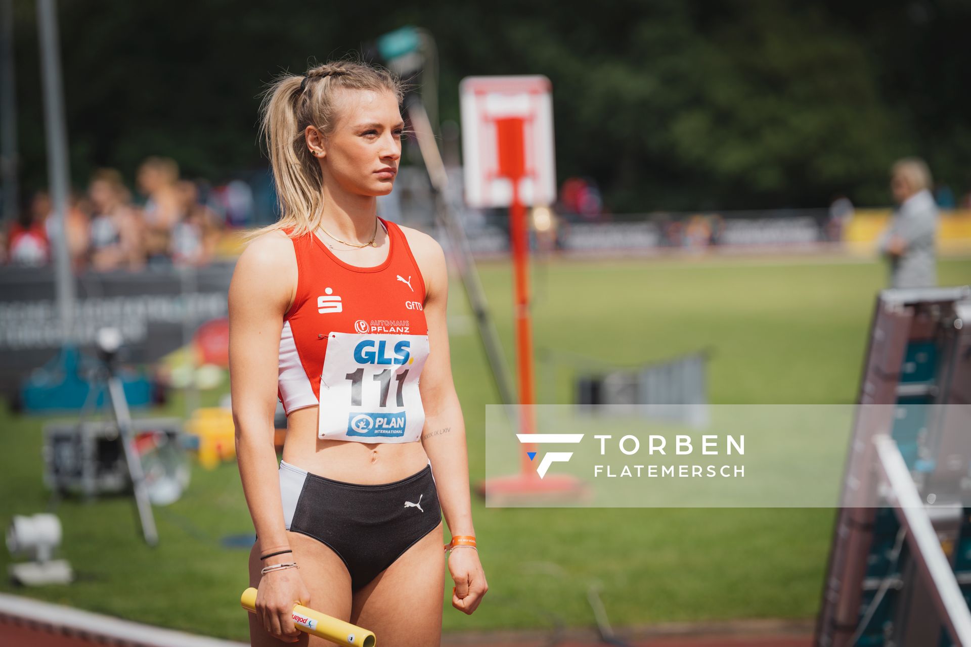 Emely Andreas (LG Olympia Dortmund) am 29.05.2022 waehrend der Deutschen Meisterschaften Langstaffel im Otto-Schott-Sportzentrum in Mainz